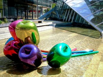 <i>Tulips</i> (1995-2004) is part of Koons' <i>Celebration</i> series which focuses on the cheap, consumer objects associated with parties and holidays.