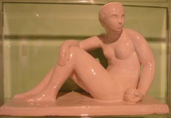 La Fresnaye experimented briefly with sculpture, working with French sculptor Aristide Maillol at the Grande-Chaumière Gallery in Paris, producing eight large-scale sculptures. including <i>Nu Assis (Seated Nude)</i> (1910).