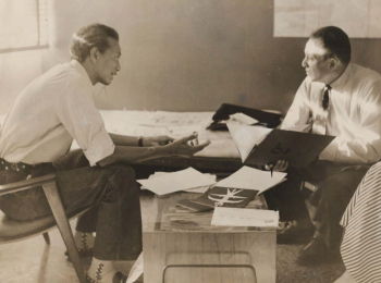 Wifredo Lam with Journalist and Poet Amy Bakaloff Courvoisier in 1957