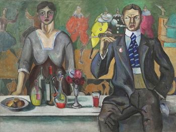 Aleksei Morgunov's <i>Portrait of Natalia Goncharova and Mikhail Larionov</i> (1913) references Édouard Manet's 1882 <i>A Bar at the Folies-Bergére</i>.
