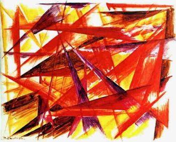 <i>Red Rayonism</i> (1913). Watercolor on paper. The Merzinger collection, Switzerland.