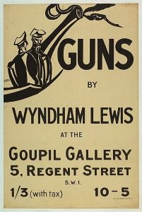 A poster from Lewis's 1919 one-man show “Guns” at London's Goupil Gallery.