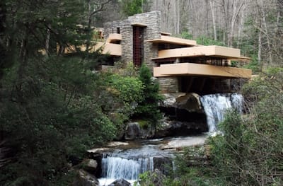 Frank Lloyd Wright, <i>Fallingwater at Mill Run</i>, Pennsylvania (1936-39). Libeskind said of Wright's buildings, “they established for me this very American idea of space, very different from the European conception”.