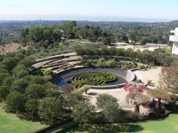 Andreas Praefcke's photograph shows an aerial view of Robert Irwin's <i>Central Garden</i> (1997) at the Getty Center.