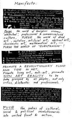 The First Fluxus Manifesto (1963). Written and produced by George Maciunas.