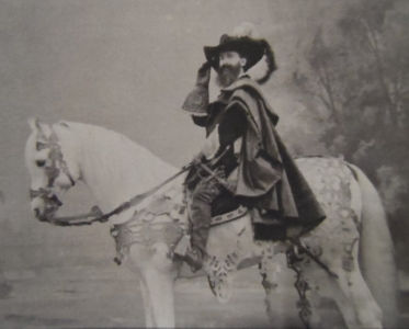 <i>Makart during the Imperial Wedding Anniversary Parade</i>, 1879. Tipping his heavily-feathered hat towards the camera, the artist exudes confidence in his self-designed baroque magnificence.