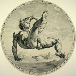 هندريك جولتزيوس <i> إيكاروس </ i> (1588) هو جزء من سلسلة <i> The Four Disgracers </i> ويمثل المشاعر المبالغ فيها التي قدمها Mannerists إلى رعاياهم.