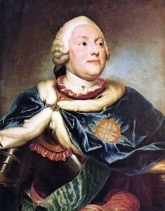 <i> صورة للأمير الناخب فريدريك كريستيان من ساكسونيا </ i> (1751).  في صورته نصف الطول ، يتزين الأمير بملابس ودروع فاخرة وغنية الألوان ، ويحدق في المسافة ، مما ينقل إحساسًا بالهدوء الملكي.