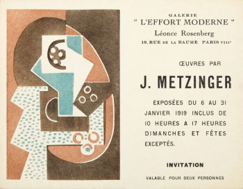 دعوة لحضور معرض Metzinger الفردي في <i> Galerie l'Effort Moderne </i> ، 1919 لليونس روزنبرغ.
