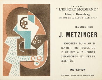 Invitation for Metzinger's solo exhibition at Léonce Rosenberg's <i>Galerie l'Effort Moderne</i>, 1919.