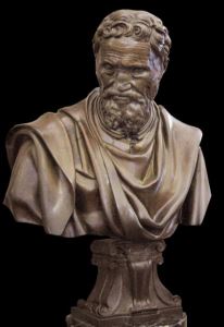 Bust of Michalengelo by Daniele da Volterra who was Michalengelo's friend and pupil