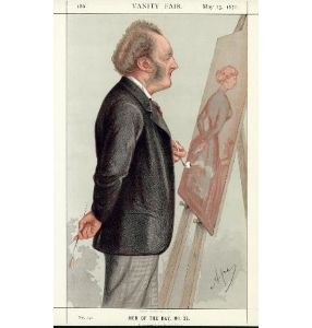 Carlo Pellegrini's caricature of John Everett Millais which appeared in Vanity Fair magazine on May 13, 1871. Addressing his move away from the movement he helped to develop, the caption read, “A converted pre-Raphaelite”.