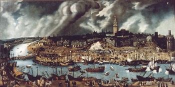 Attrib. to Sanchez Coello, <i>View of Seville</i>, c. 1576-88