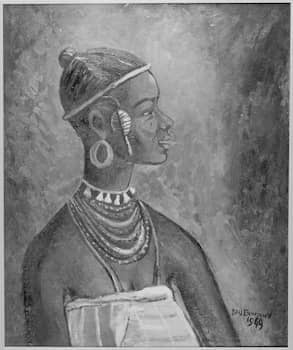 Nigerian artist Ben Enwonwu celebrated the beauty, strength, and grace of Black bodies and faces in much of his art, including his painting <i>Fulani Girl of Rupp</i> (1949).