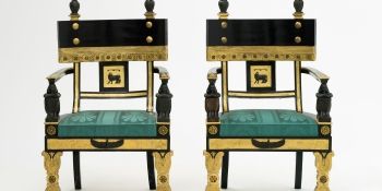 A pair of 1802 Egyptian Revival style chairs made by Thomas Hope, the English Regency designer.