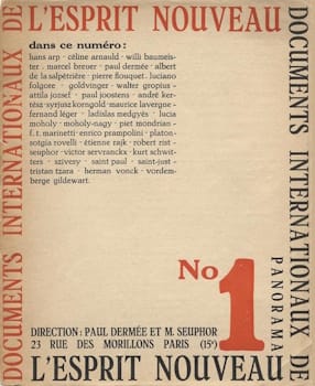 <i>L'Esprit Nouveau</i> (1920-25). For its founders, the review embodied a proposition for a new post-war French whereby artistic pursuits would contribute to the national reconstruction.