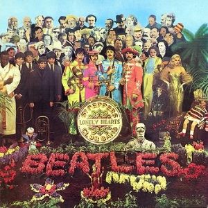Peter Blake, <i>Sergeant Pepper's Lonely Hearts Club Band</i> (EMI Records, 1967). Featuring 88 celebrities and historical figures, Peter Blake and his wife Jann Haworth constructed a set of life-size cut-outs with the real-life band placed the center of the frame. The album cover is possibly the most recognizable photomontage of all time.