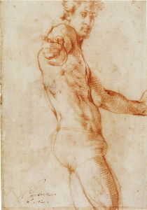 A self-portrait by Pontormo, executed in chalk when he was around thirty years old (1523-25)