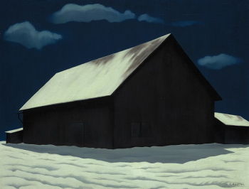 George Ault: <i>January Full Moon</i> (1941). Ault and Hopper transferred the Precisionist style to the American small town.
