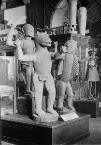 Exhibit of artifacts in the Trocadéro Museum in Paris (c.1900)