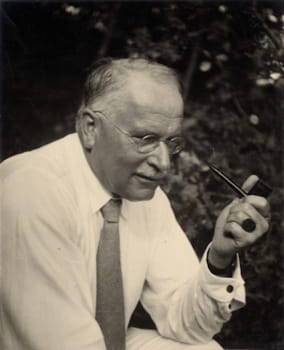 Carl Gustav Jung (1875-1961, Switzerland), c.1935. Swiss psychiatrist Carl Jung developed influential ideas on the collective unconscious, archetypes, and individuation that deeply shaped psychology, literature, art, and religious studies.