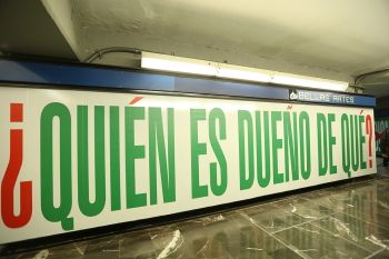 American artist Barbara Kruger installed a series of vinyl posters in the Bellas Artes metro station of Mexico City in 2014, as part of a public exhibition titled <i>Empatía (Empathy)</i>. The direct text in these installations challenges viewers to question hegemony and the way that social forces and institutions affect our mindsets. This panel asks simply, “Who owns what?”