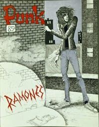April 1976 cover of <i>Punk</i> magazine featuring artwork by John Holmstrom depicting Joey Ramone