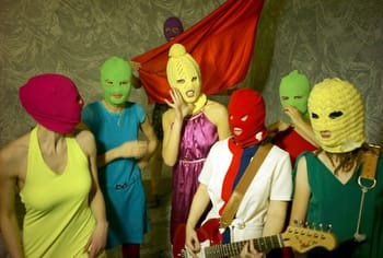 Pussy Riot members in their bright balaclavas