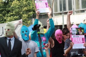 A 'Free Pussy Riot' demo in Berlin in 2012.
