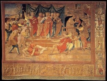 Death of Ananias (1515), Tapestry, Sistine Chapel, Vatican City, Rome