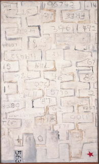 Rauschenberg's <i>22 The Lily White</i> (c. 1950) was included in his first solo exhibition at The Betty Parsons Gallery and later in the <i>Ninth Street Exhibition</i>, which heralded the arrival of Abstract Expressionism to the larger public.