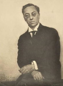 Portrait photograph of Wassily Kandinsky; taken by Hugo Erfurth in 1923. Inspired by Kandinsky's art, Hilla Rebay supported the artist in numerous ways throughout his life.