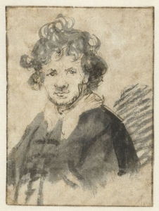 صورة شخصية مبكرة بالقلم والفرشاة والحبر على الورق (1628-1629)
