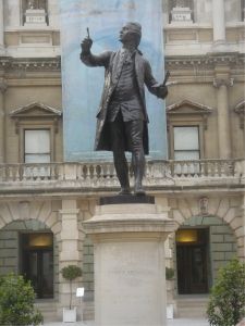 Statue of Sir Joshua Reynolds in the court of the Royal Academy, London, United Kingdom