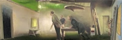 Neo Rauch, <i>Paranoia</i> (2007). Richter was drawn to the wraithlike figures in Rauch's painting.