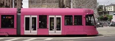 As part of Geneva's “make art a part of urban life” project, Rist devised the Monochrome Rose tram.