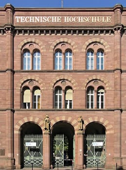 The old main entrance to the main building at the Polytechnicum in Karlsruhe, Germany designed by Heinrich Hübsch (1833-36)