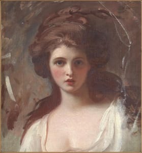 Emma Hart as <i>Circe</i> (1782). Arts editor Kathleen Kuiper writes, “Romney painted his 'divine Emma' more than 50 times, in guises ranging from a bacchante to Joan of Arc”.
