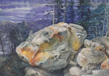 <i>Fragment of the Alps</i> (c.1854) a page from one of Ruskin's sketchbooks. This watercolor demonstrates his continued interest in geology.