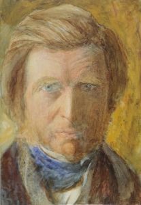 <i>Portrait of John Ruskin</i> (1873) This work has been attributed to Charles Fairfax Murray but could also be by Ruskin himself. It shows the artist at the beginning of his physical and mental decline.