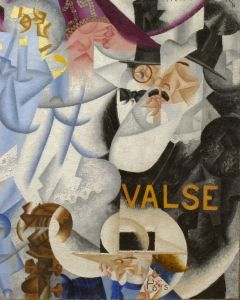 Cubism-inspired movement scene in Severini's major work, depicting a nightclub scene - <i>Dynamic Hieroglyphic of the Bal Tabarin</i> (1912)