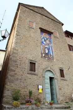 The Trinity Church of San Marco in Severini's hometown of Cortona. Comprised of two (lower and upper) churches joined by an internal staircase, the exterior of the lower church had remained bare for four centuries before Severini's mosaic delivered the sacred building into the twentieth century.