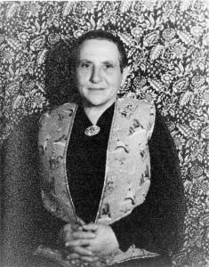 Portrait photograph of Gertrude Stein taken while on her lecture tour in New York on November 4, 1934.