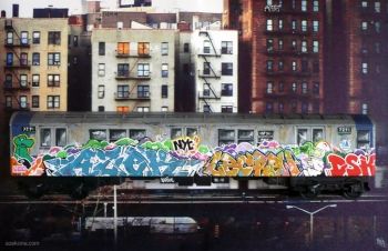 A 2010 photograph of a New York City Graffiti-covered subway train.