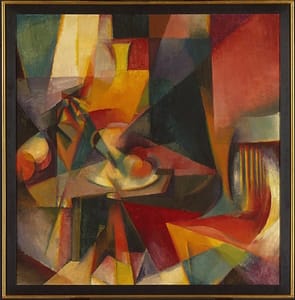 Stanton Macdonald-Wright, cofounder of the Synchromism movement, created “synchromies” using the correlative color-sound system as in <i>Synchromy No. 3</i> (1917).
