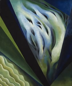 American artist Georgia O’Keefe was inspired by Synchromism and, more generally, “the idea that music could be translated into something for the eye.” apparent in works such as <i>Blue and Green Music</i> (1921).