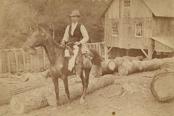 Henry Tanner is pictured here, riding on a horse, during a visit to the Adirondacks.