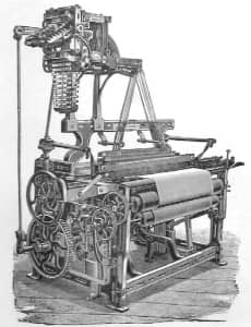 Industrialized looms made the production of common fabrics more cost-effective and efficient. A loom from the 1890s.