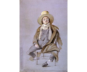 A caricature of Samuel Palmer from 1849 by the comic sketch artist and animal painter Henry Walter, always a somewhat out-of-place figure amongst The Ancients.