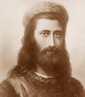 An 1884 portrait of Master Koot Hoomi by German painter and Theosophist Hermann Schmiechen.